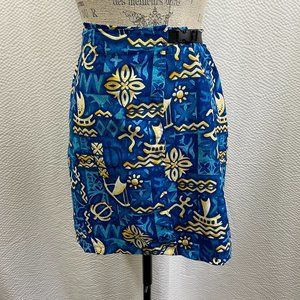 Terry Precision Cycling Wrap Around Skirt Blue Hawaiian print